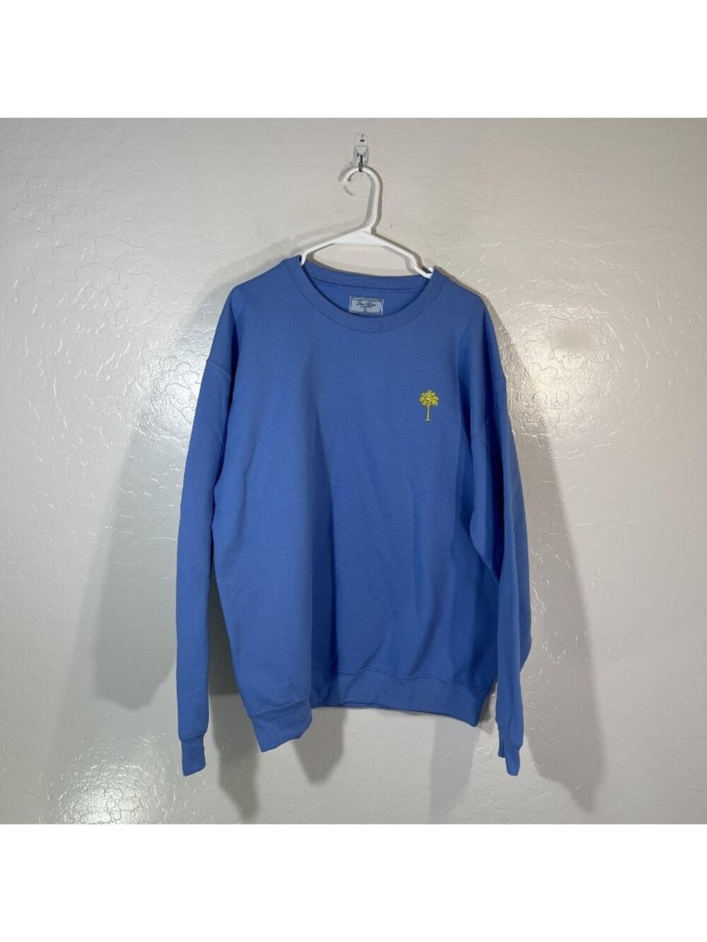 Ben Silver Sweatshirt Mens Large Blue Charleston Palm Crewneck Fleece Pullover